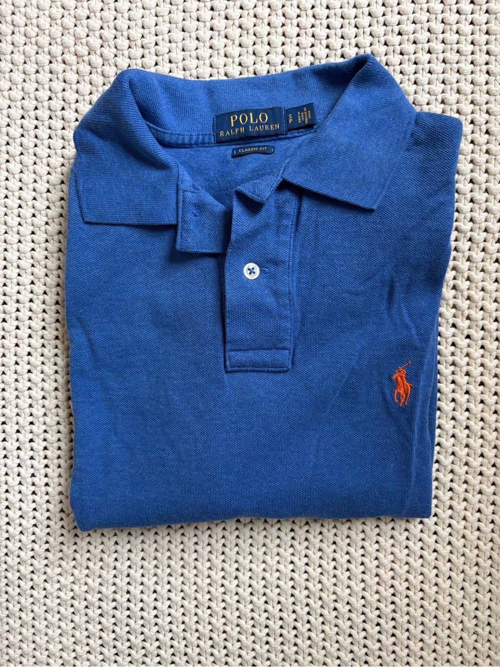 Ralph Lauren Men's Royal Blue Polo with Orange Pony